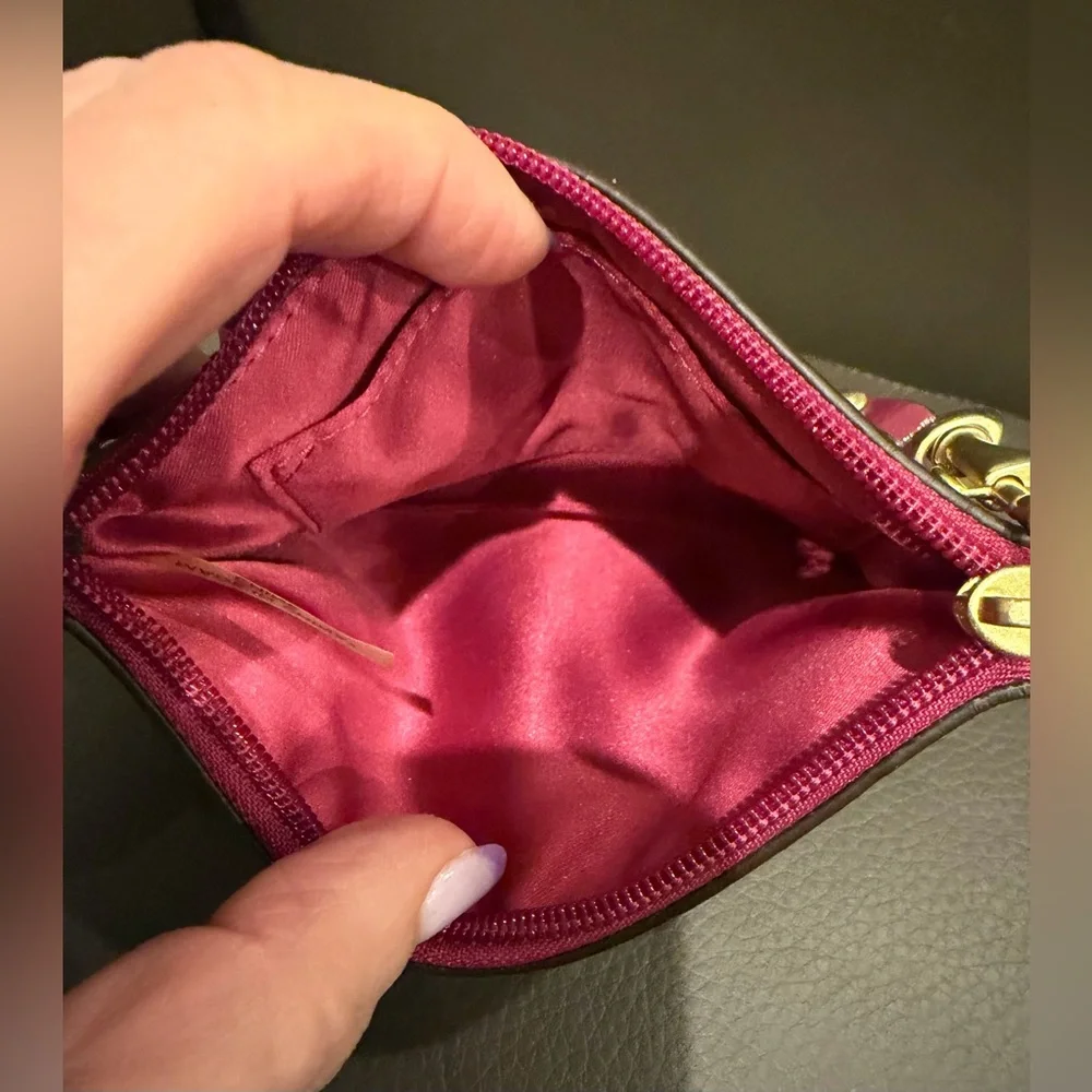 COACH Raspberry Python Leather Wristlet with Dusty - Picture 5 of 7